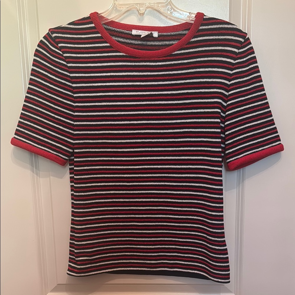 Striped Red, White and Blue Short Sleeve St John Sport Top